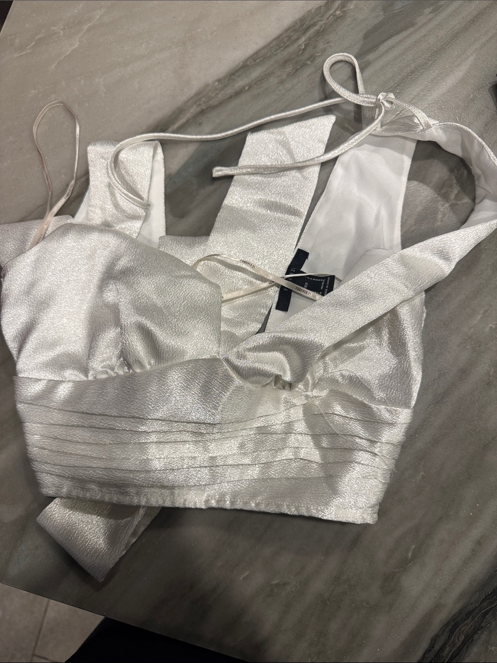 Forever 21 Shimmery White Satin Crop Bralette